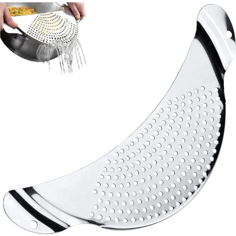 Clip-on Colander Filter Pasta Strainer Drainer Clip-on Colander Funnel Strainer Drainer for Pot Pan Frying Pan Strainer for Fruit Vegetable Pasta Colander Kitchen Gadgets (1/5)