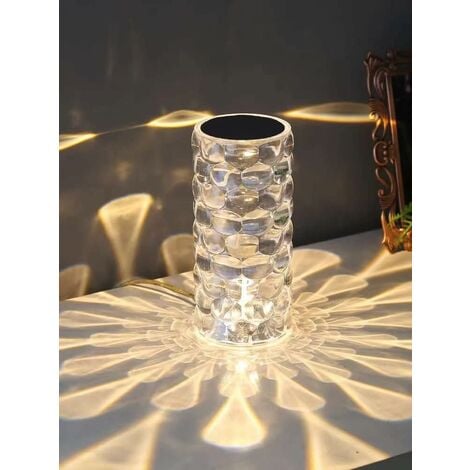 Wireless Crystal Table Lamp, 16 Colors & 4 Modes Rechargeable LED Table Lamp, Touch & Dimmable Crystal Lamp, RGB Color Changing Table Lamp