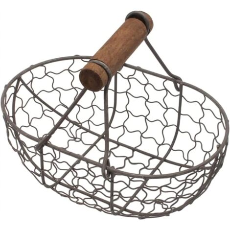 Egg Basket Round Wire Iron Rustic Ornament Egg Fruit Snack