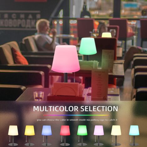 Wireless Table Lamp 8 Colors RGB Bedside Lamp Changing Rechargeable IP44 Waterproof Cordless Table Lamp for Your Home and Garden Hotel Dining Table (Black)