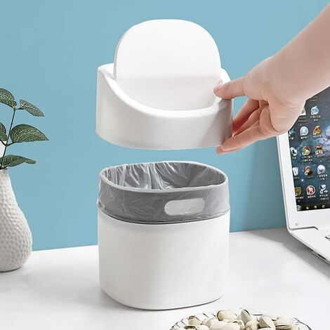 Small Table Trash Can, Mini Kitchen Desktop Trash Can, Desktop Trash Can,  Used in Living Room, Bedroom and Office, Plastic Indoor Trash Can (2L)