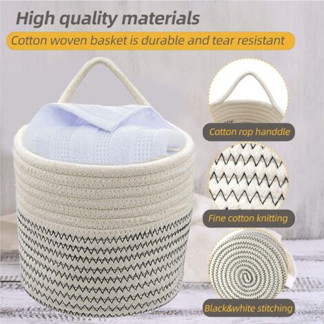 Cotton Rope Baskets, Cotton Rope Laundry Basket, Woven Cotton Rope Storage  Basket, 30 x 30 cm