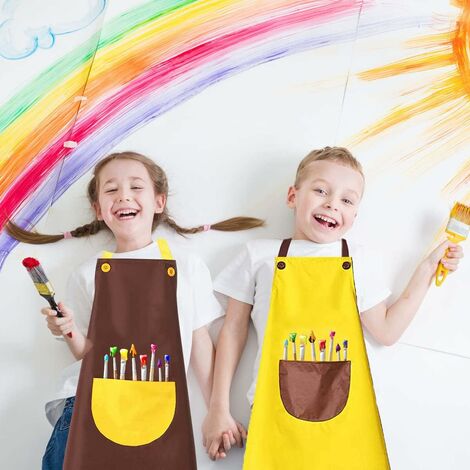 3pcs Kids Painting Smock, Painting Apron, Long Sleeve Waterproof Kids  Painting Apron with 3 Pockets for Kids 3-8 Years Old Painting and Cooking