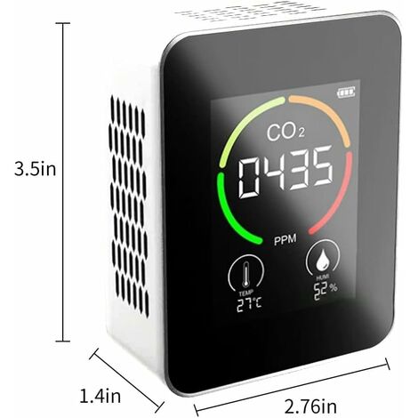 CO2 Detector, CO2 Carbon Dioxide Monitor, LED Display, Air Quality Temperature and Humidity Monitor for Home, Office, Gym, Car (TVOC Sensor-Black-Black)