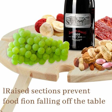 Portable Wine Tray Hanging Wine Glasses Fruit Tray Wooden Picnic Drink  Snack Table Outdoor Camping Table