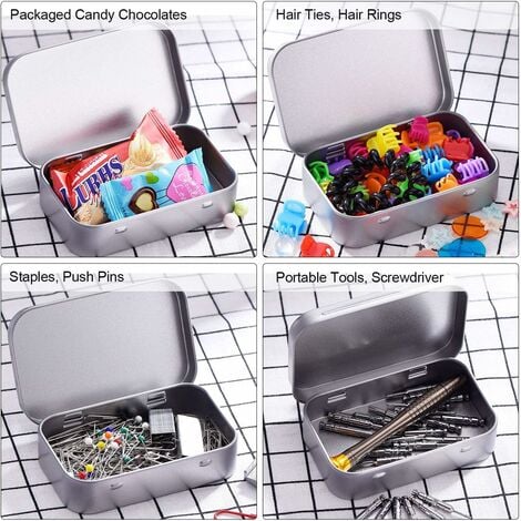 Metal Boxes, Rectangular Empty Storage Box With Hinges, Small Metal Box  With Lid, Rectangular Metal Box For Candy Key Earrings (silver)