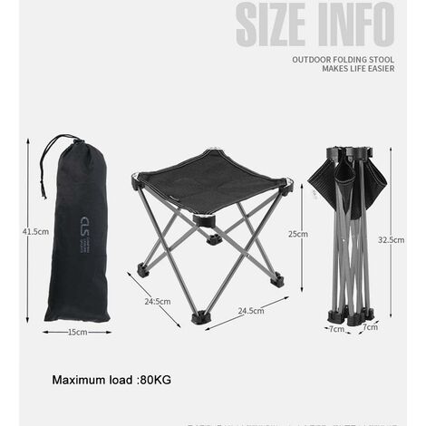 Outdoor Folding Stool, Small Folding Camping Stool with Storage Bag, Portable Oxford Aluminum Alloy Camping Stool, for Hiking, BBQ, Garden Picnic Beach etc - Blue
