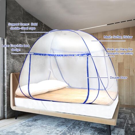 Mosquito Net Portable Pop Up Double Door Mosquito Canopy Design with Bottom Easy to Install Effective