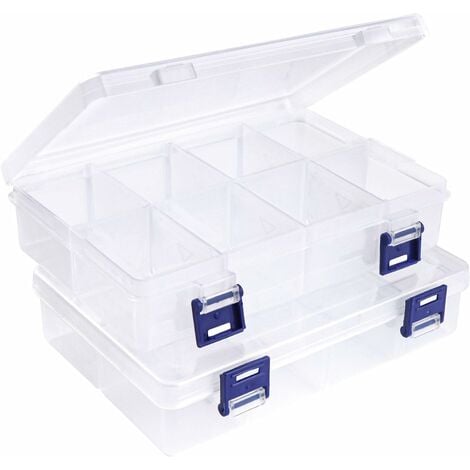 2 Pcs Storage Box Organizer Boxes with 8 Large Size Adjustable