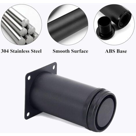 4 Black Adjustable Legs 200mm Height Thicken Cabinet Legs Table Legs Furniture Legs, Stainless Steel Adjustable Height 0-15mm Come with Stainless Steel Screws