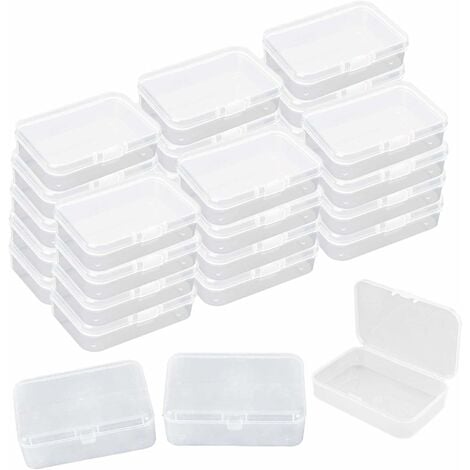 30 Pcs Transparent Mini Storage Box, Plastic Storage Containers Jewelry  Organizer Box with Flip-up Lids for Card, Tiny Pearl, Jewerlry, 8.5 5.5  2.5cm