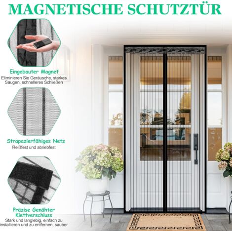 Pro Garden Magnetic Mesh Door Curtain – Mosquito Net Screen (2-Pack, Black)