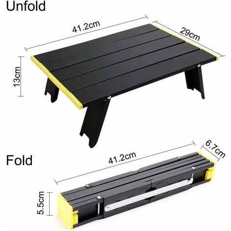 Mini Folding Beach Picnic Table, Aluminum Portable Beach Camping  compact and foldable ultralight barbecue for camping, the beach (silver white), free size