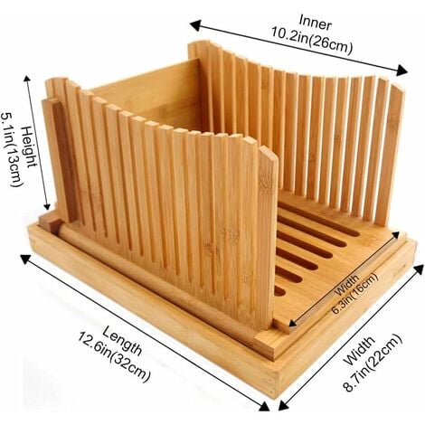 Bamboo Bread Slicer with Cutting Board Foldable Adjustable Bread Slicer For  Homemade Bread Loaf Cakes