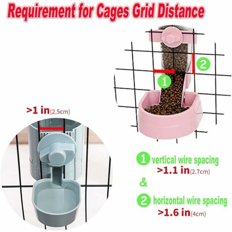 Ferret Food And Water Bowl 34oz Hanging Cat Food & Water Dispenser - Auto Gravity Feeder For Cages (Gray) Small Animal Automatic Feeders