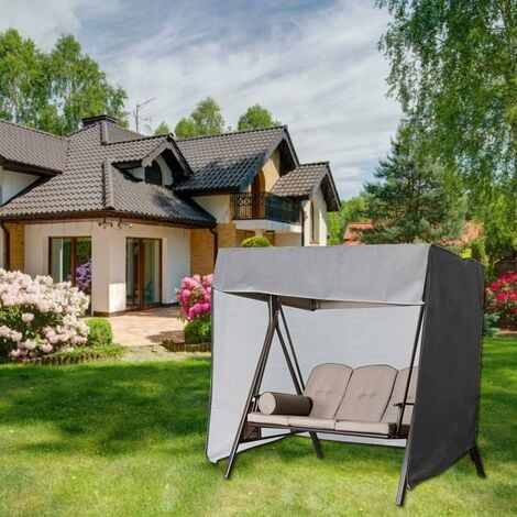 Waterproof 3 Seater Garden Swing Cover, 210D Oxford Waterproof Anti-UV Swing Seat Cover Outdoor Swing Cover, 223×152×183cm