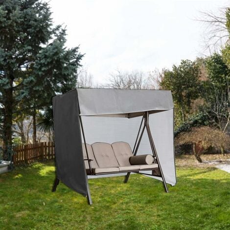 Waterproof 3 Seater Garden Swing Cover, 210D Oxford Waterproof Anti-UV Swing Seat Cover Outdoor Swing Cover, 223×152×183cm