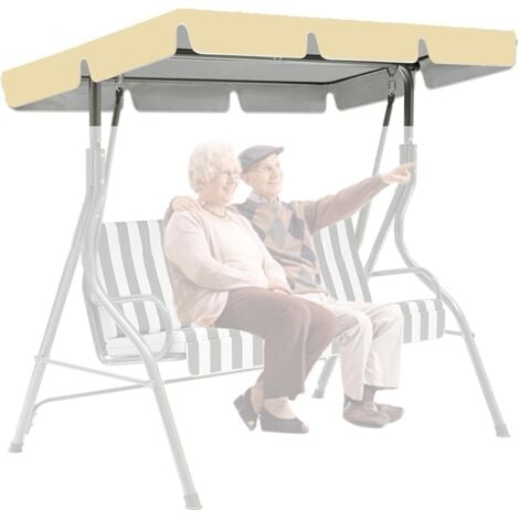 Replacement canopy for swing seat,outdoor garden swing canopy top cover, 2/3 Seater Sizes Hammock Cover Top Garden Outdoor Furniture Swing Chair roof canopy replacement(195x125x15cm) (Beige)