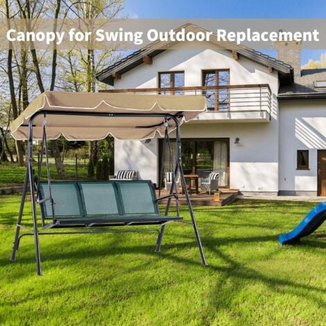 Replacement canopy for swing seat,outdoor garden swing canopy top cover, 2/3 Seater Sizes Hammock Cover Top Garden Outdoor Furniture Swing Chair roof canopy replacement(195x125x15cm) (Beige)