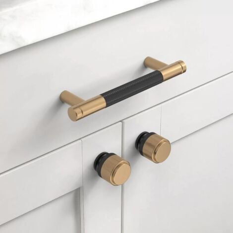 10 Pieces Gold Gray Kitchen Cabinet Handle 96mm Gold Alloy Furniture Handles with Screws, for Desks, Drawers, Cabinets, Cupboard UK0026