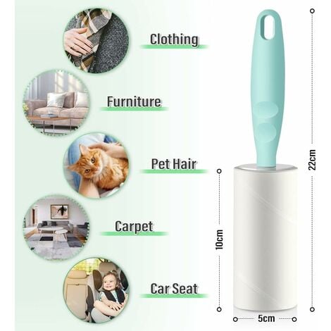 Clothes Adhesive Roller, Pet Hair Lint Roller, 6 Rolls with 1 Dispenser, Lint Remover, for Hair, Cat Hair, Dog Hair, Clothes - 60 Sheets/Roll