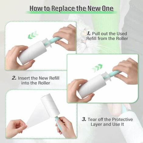 Clothes Adhesive Roller, Pet Hair Lint Roller, 6 Rolls with 1 Dispenser, Lint Remover, for Hair, Cat Hair, Dog Hair, Clothes - 60 Sheets/Roll