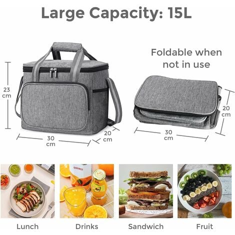 Large Lunch Bag 24-Can (15L) Insulated Lunch Box Soft Cooler