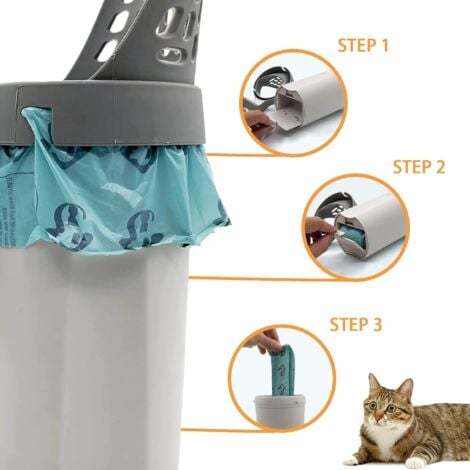 Premium Cat Litter Scoop with Stand, Built-in Detachable Deep Scoop Stand, Large Capacity Portable Cat Litter Shovel with Litter Bags