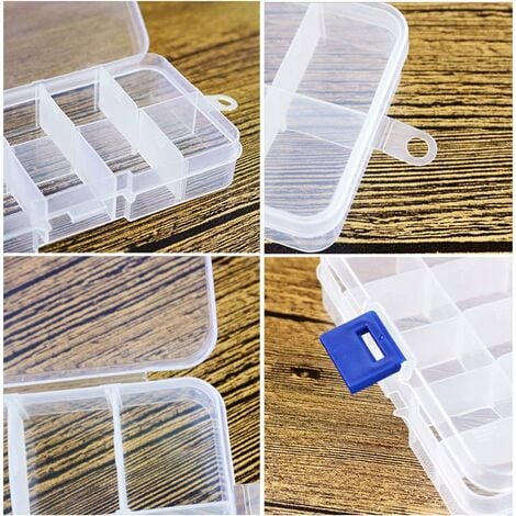 Large 15 Grid Clear Organizer Box Adjustable Dividers - Plastic Compartment  Stor