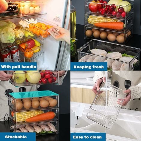 Mano 2Pack Clear Fridge Drawers Pull Out Stackable Refrigerator 2pack-L