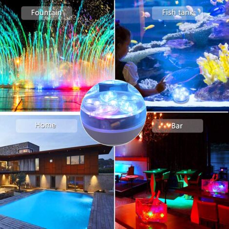 Waterproof LED Submersible Lights, IP68 RGB LED Lights with Suction Cup ...