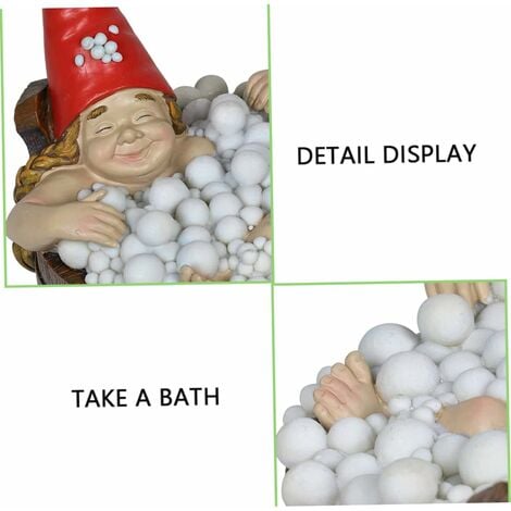 Solar Garden Ornaments Solar Powered Garden Gnome Statue Funny Gnome Couple Bubble Bath Garden Ornament with Solar Light Outdoor Decoration