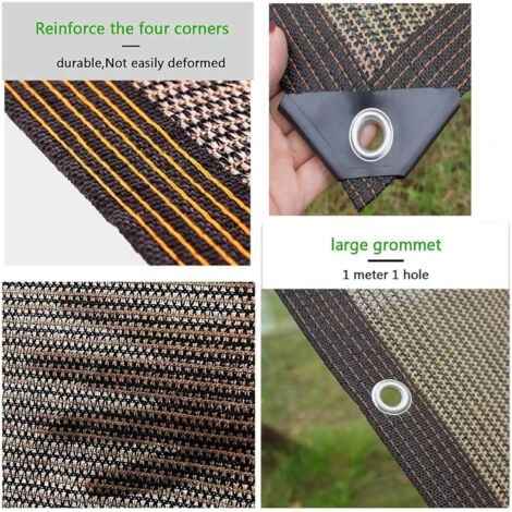 Shade Net 12 Pins 90-95% UV Ray Protection Shade Sail, Windproof Greenhouses with Eyelets, Outdoor Shade Cloth, for Plant Covering/Garden/Cars, 2x2m, Brown