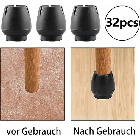 moon  GU.B/bon Chair Leg Protection, 32 Pieces Non-Slip Table Rubber Chair Legs Anti-Scratches Feet Pads Protector with Felt Rubber Protector Chair Caps (12-16mm)