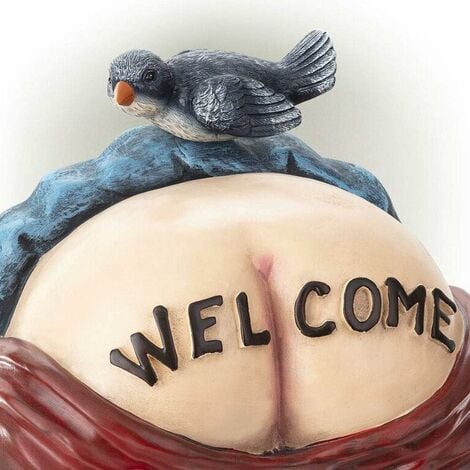 Outdoor Garden Ornaments, Garden GNOME Statue Funny Naked Dwarf Buttocks Welcome Sign Sculpture Resin Miniature Elf Ornament Decoration for Garden Yard Lawn