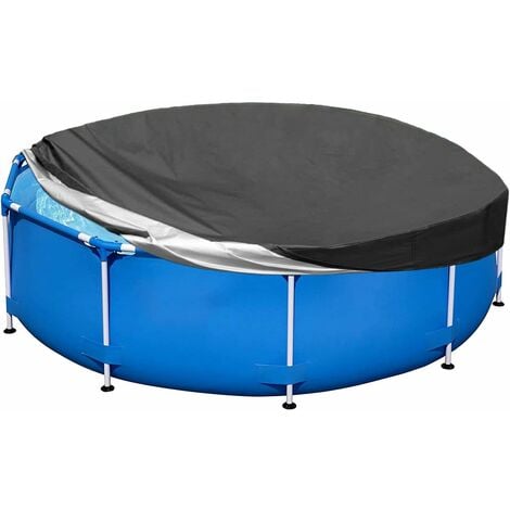 Protective cover for swimming pool, 244 cm round swimming pool cover, winter cover for above ground swimming pool, foldable and waterproof swimming pool cover, waterproof and dustproof (black)