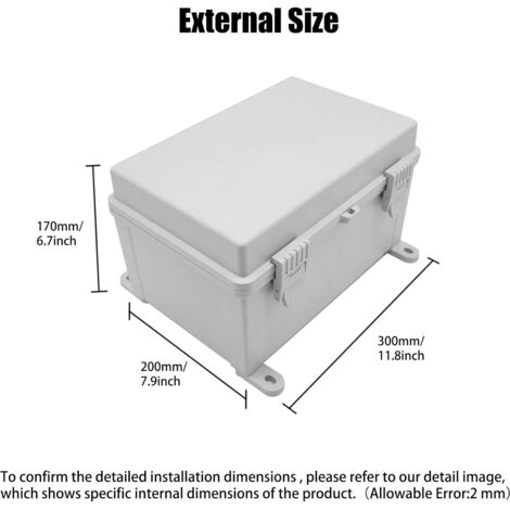 GasSaf ABS Junction Box - IP67 Waterproof, 300x200x134mm, With Mounting Plate & Cable Glands - Electrical Enclosure