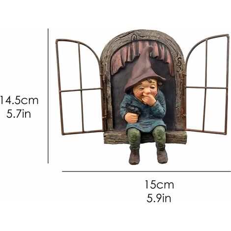 Outdoor Garden Statue Garden Fairy Ornaments, Mischievous Garden Gnome Peeping Resin Hanging Figurine Outdoor Statue Accessories Garden Tree Decoration