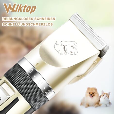Dog Cat Clipper, Rechargeable Electric Shaver Trimmer for Dog Hair, Pets Electric Clipper with 4 Hairdressing Comb Electric Clippers for Dogs and Cats (Gold) P2