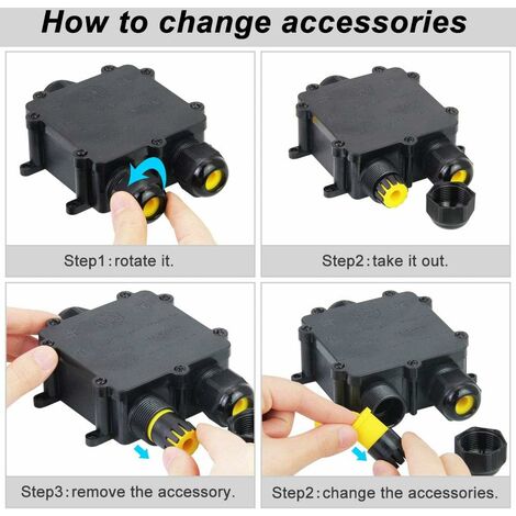 Junction Box, IP68 Waterproof Junction Box 3 Way Connection Box ...