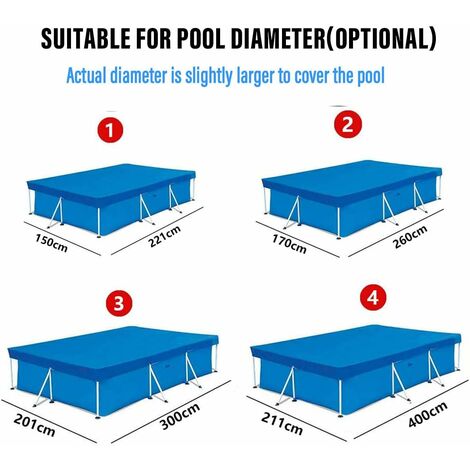 Swimming Pool Cover, Rectangular Swimming Pool Protective Cover, Durable Dustproof Swimming Pool Cover for Above Ground Swimming Pools (400211CM/13.126.92FT)
