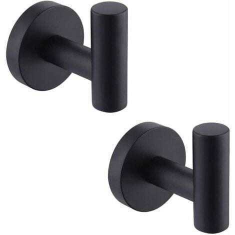 orchid-Hook Towel Hook Black Wall Hook Bathroom Hook 2 Pieces SUS304 Stainless Steel, A2164DG-BK-P2