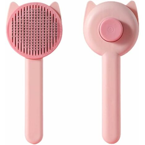 Brush Dogs Cats,Dog Brush,Cat Brush,Hair Removal Brush for Long and Short Haired Pets,Clean Pet Hair with One Click,Massage Comb(Pink) (1/5)