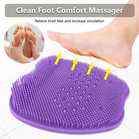 Large Shower Foot Brush, Foot Scrubber Shower Foot Brush with Suction Cup, Shower Foot Scrubber, Soothing and Relaxing Massage Cushion, Foot Care (Purple)