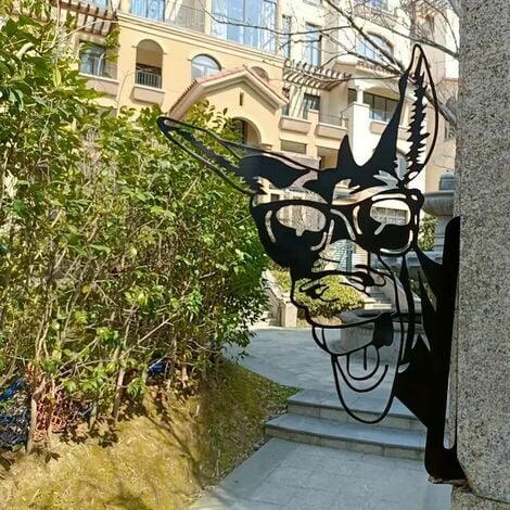 Metal Animals Metal Donkey Garden Ornaments,Funny Farm Peeping Animals Metal Art Silhouette Outdoor Garden Stake Cast Iron Silhouettes Tree Yard Wall Art Gift for Fences