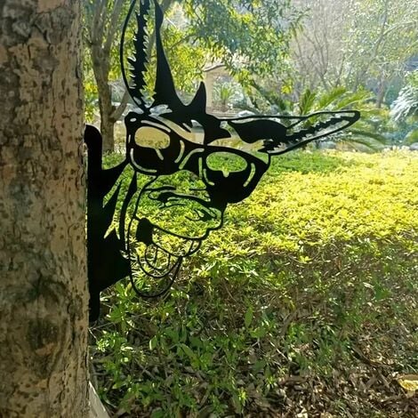 Metal Animals Metal Donkey Garden Ornaments,Funny Farm Peeping Animals Metal Art Silhouette Outdoor Garden Stake Cast Iron Silhouettes Tree Yard Wall Art Gift for Fences