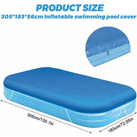 Protective Cover for Rectangular Tubular Swimming Pool, Rectangular Swimming Pool Cover for Rectangular Swimming Pool, Cover for Rectangular Above Ground Swimming Pool (305  183cm)