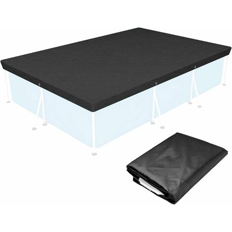 Swimming Pool Protective Cover, 221  150cm Rectangular Swimming Pool Cover, Above Ground Swimming Pool Winter Cover, Foldable and Waterproof Swimming Pool Cover Waterproof and Dustproof (Black)
