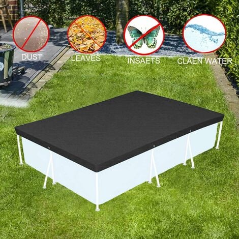Swimming Pool Protective Cover, 221  150cm Rectangular Swimming Pool Cover, Above Ground Swimming Pool Winter Cover, Foldable and Waterproof Swimming Pool Cover Waterproof and Dustproof (Black)