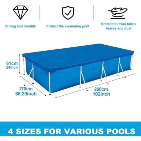 Waterproof and dustproof rectangular swimming pool cover for swimming pool, suitable for inflatable swimming pools and children's swimming pools